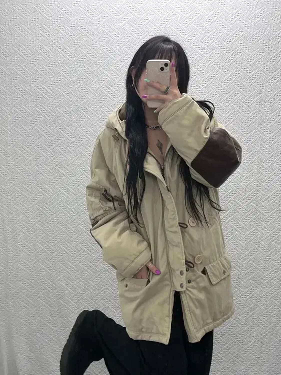 칼 카니 빈티지 모리걸 폭닥 털모자 패딩 자켓 M C07209 상품이미지1