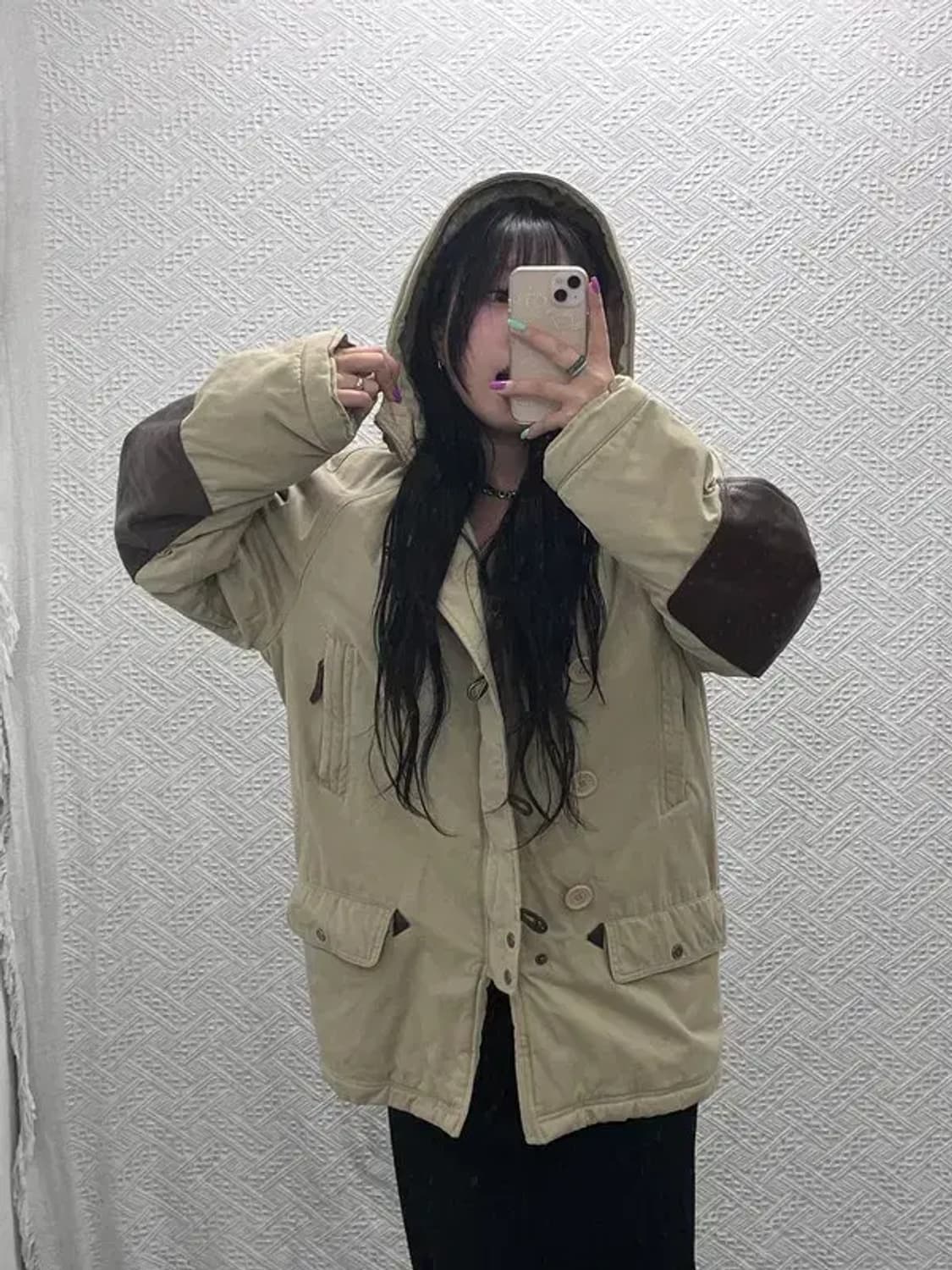 칼 카니 빈티지 모리걸 폭닥 털모자 패딩 자켓 M C07209 상품이미지2