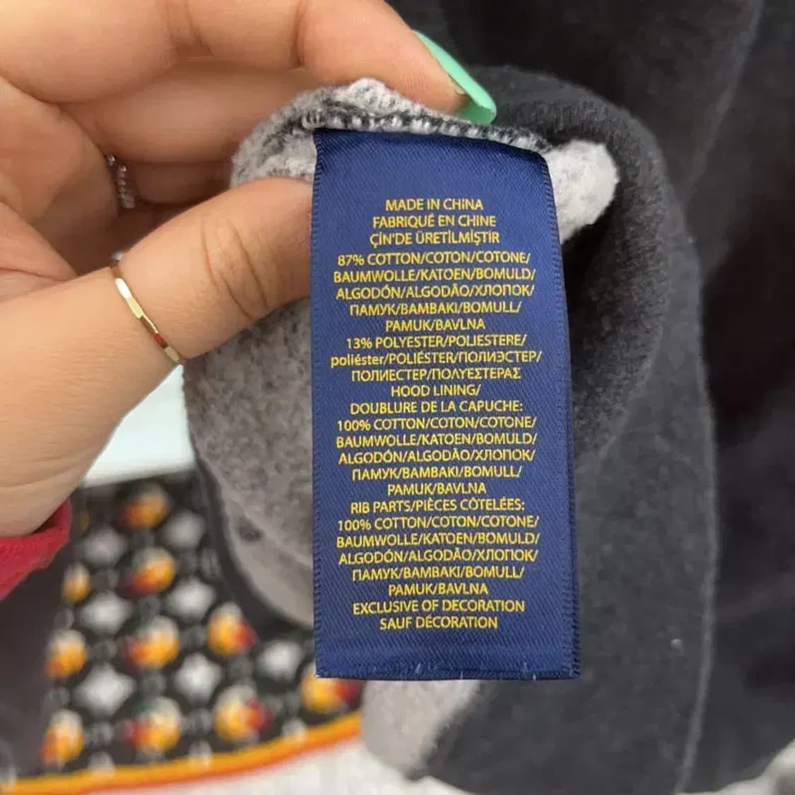 폴로 랄프로렌 빈티지 차콜 기모 후드 집업 XL C07220 상품이미지6