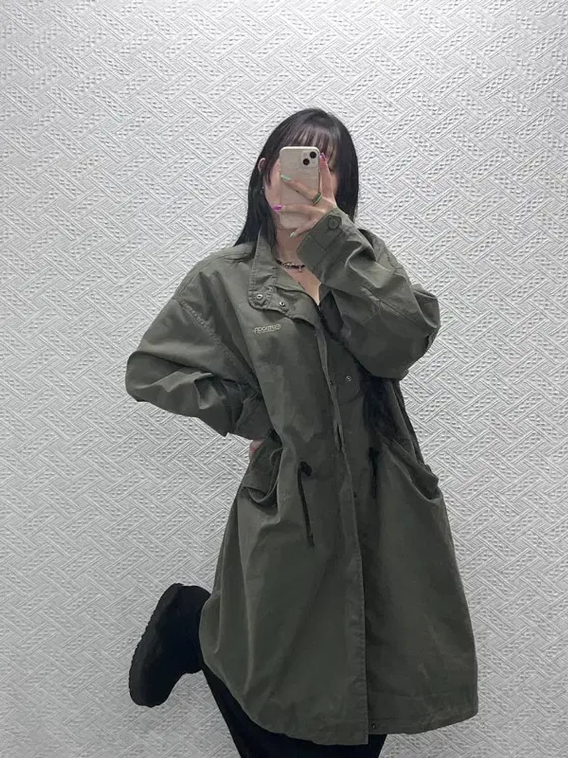 아웃도어프로덕츠 빈티지 말차카키 롱 야상 자켓 M C07227 상품이미지2