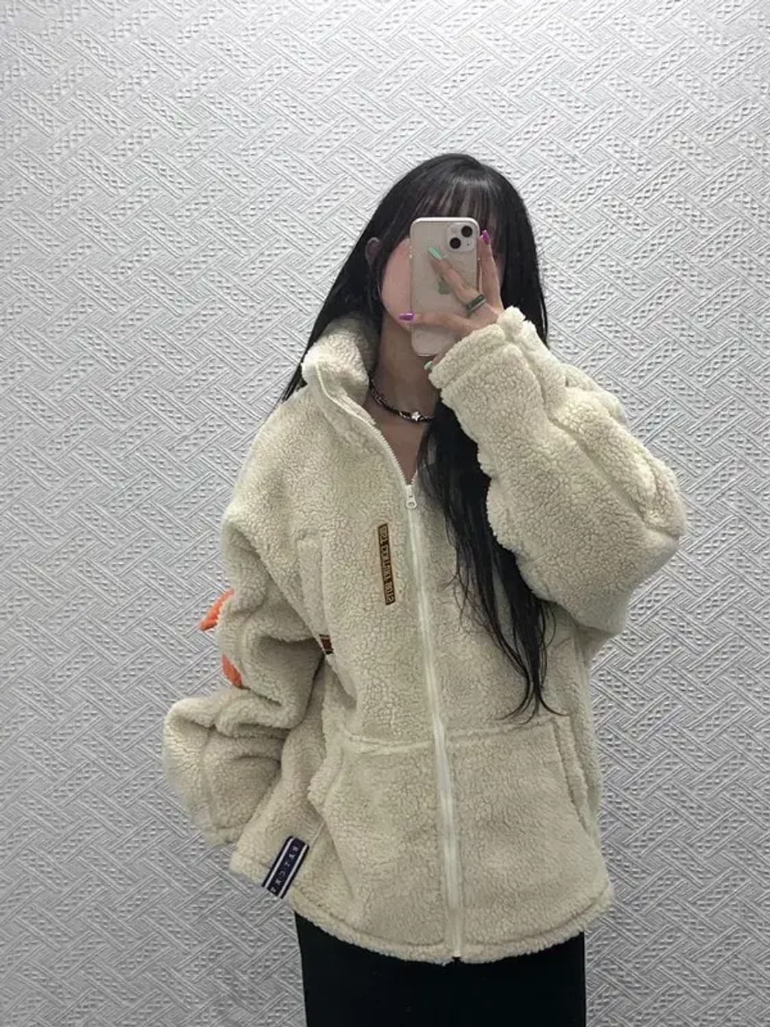 로맨틱크라운 키치 유니크 오렌지포켓 빅 오버핏 후리스 XL C07226 상품이미지2