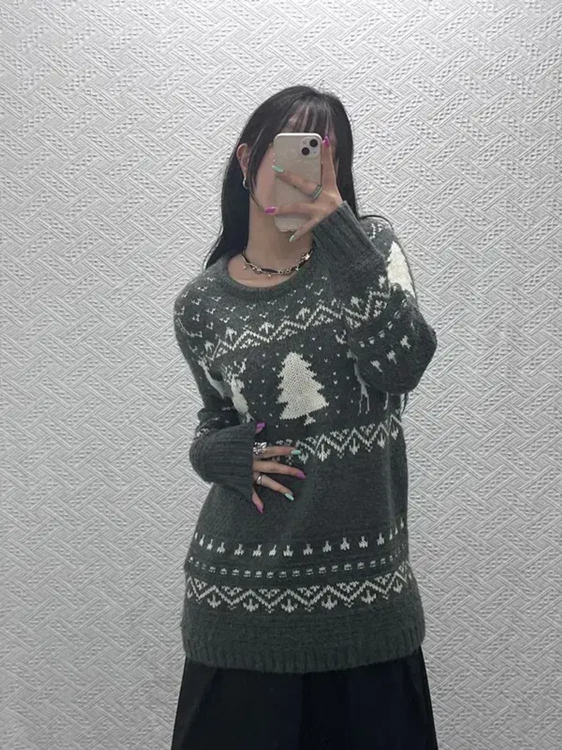 ERQ 빈티지 폭닥 노르딕 코위찬 오버핏 니트 90 C07252 상품이미지2