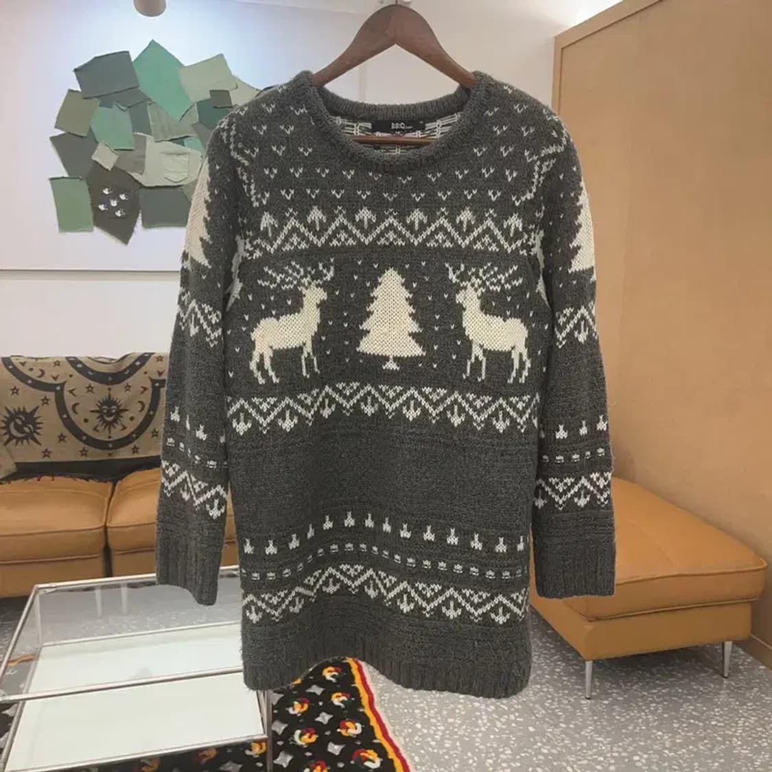 ERQ 빈티지 폭닥 노르딕 코위찬 오버핏 니트 90 C07252 상품이미지3