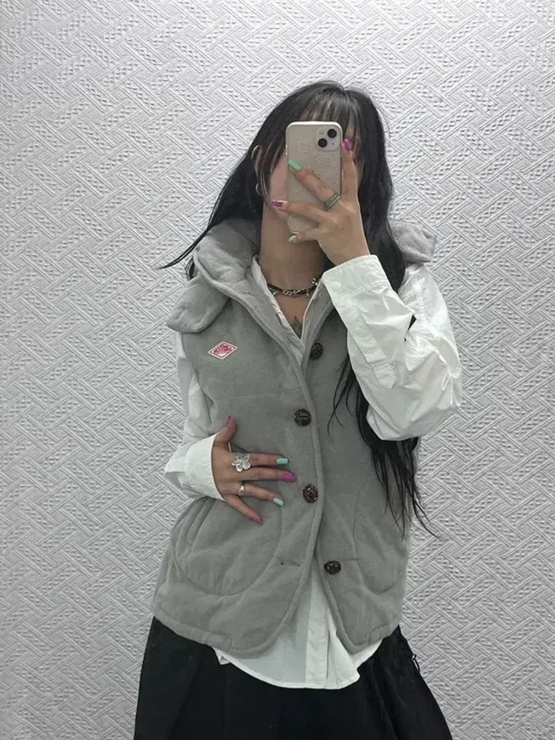 단톤 빈티지 폭닥 여리 울 후드 패딩 조끼 40 C07266 상품이미지1