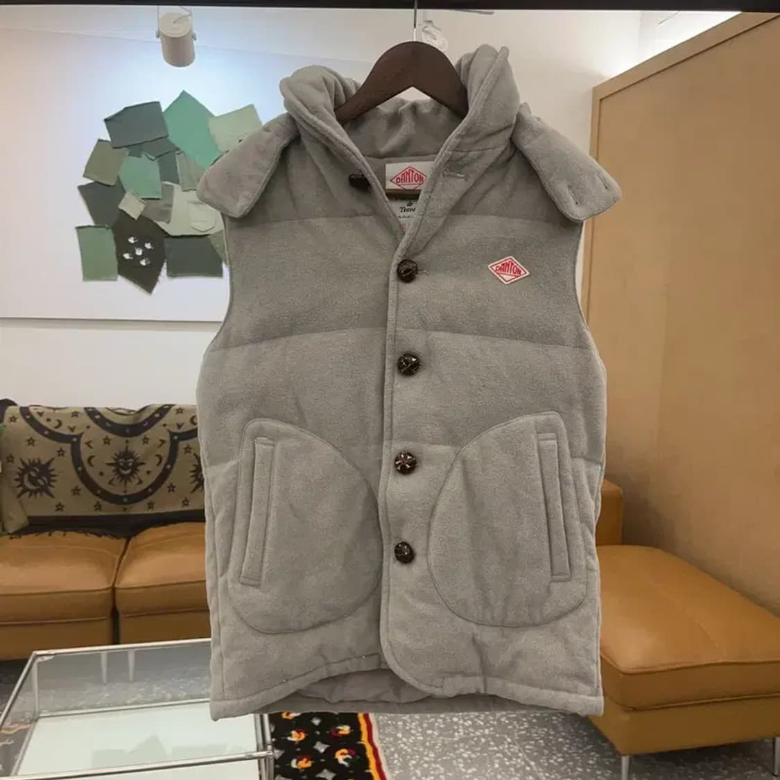 단톤 빈티지 폭닥 여리 울 후드 패딩 조끼 40 C07266 상품이미지3