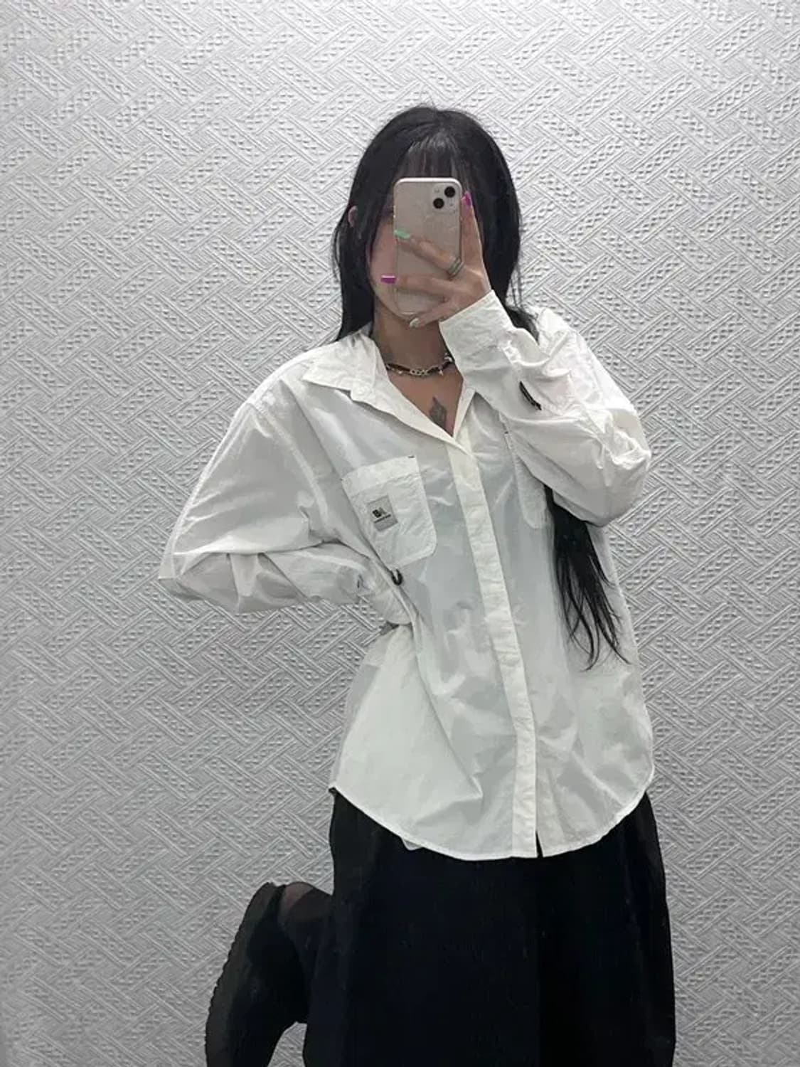 뉴발란스 올드스쿨 빈티지 투포켓 크림 워크 셔츠 M C07265 상품이미지1