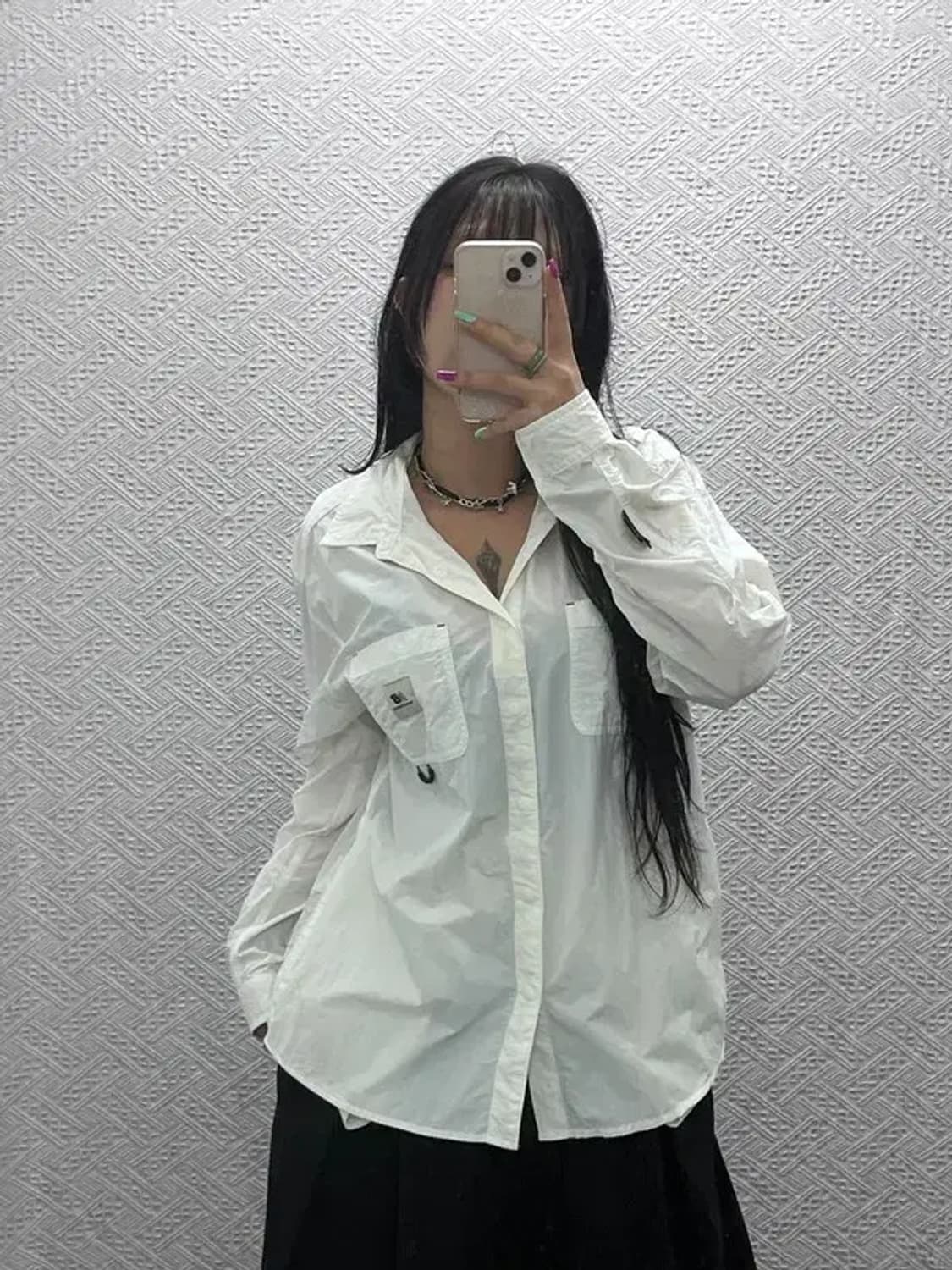 뉴발란스 올드스쿨 빈티지 투포켓 크림 워크 셔츠 M C07265 상품이미지2