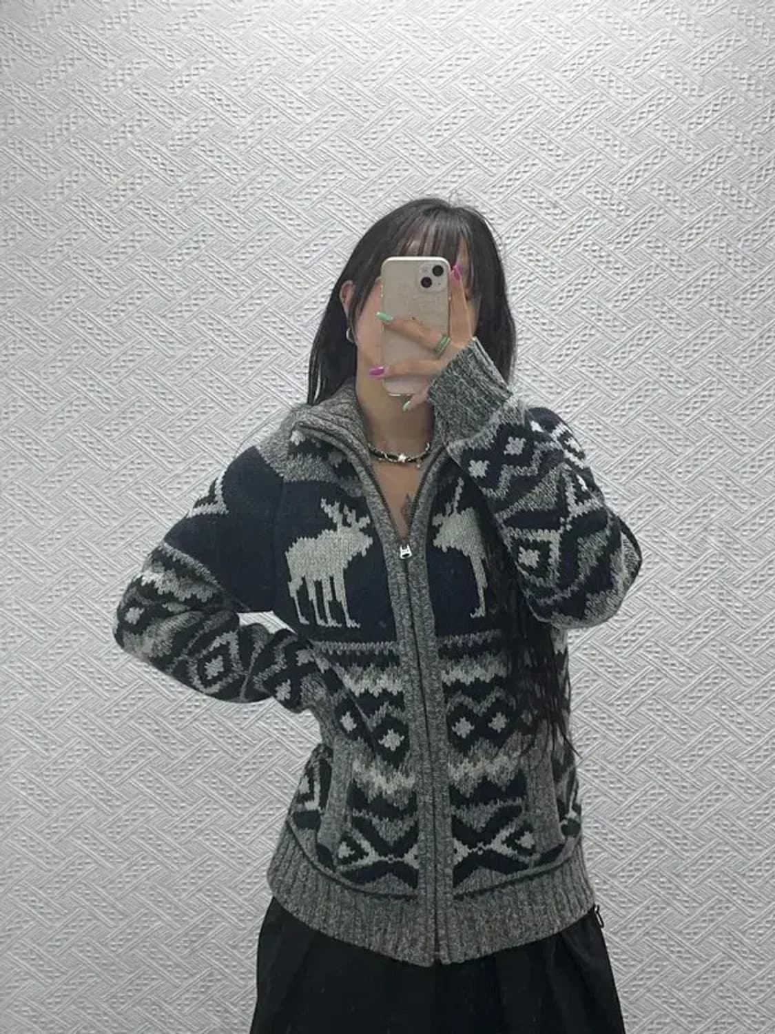 아베크롬비 하이넥 폭닥 노르딕 코위찬 울 혼방 가디건 XL C07257 상품이미지1