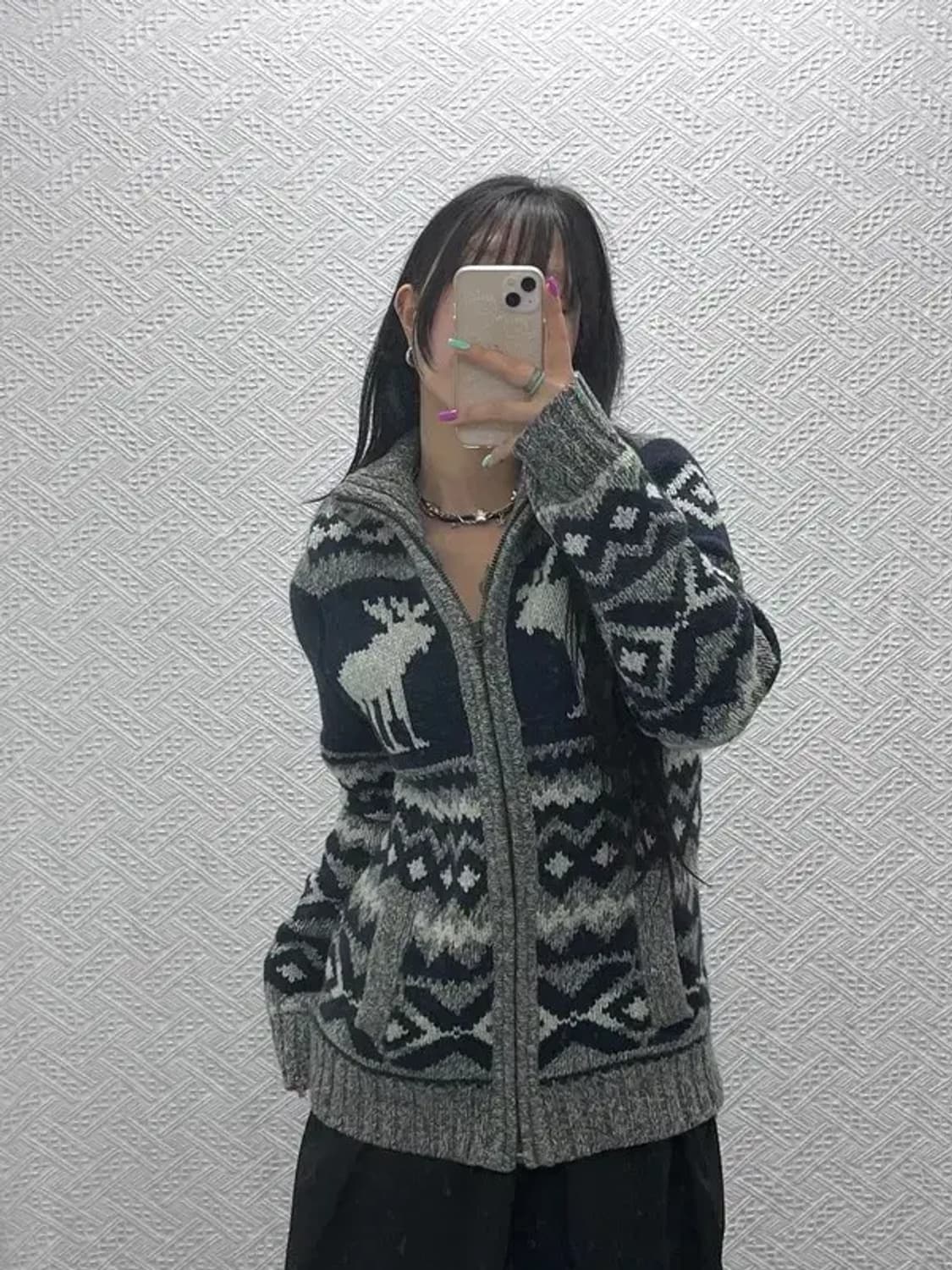 아베크롬비 하이넥 폭닥 노르딕 코위찬 울 혼방 가디건 XL C07257 상품이미지2