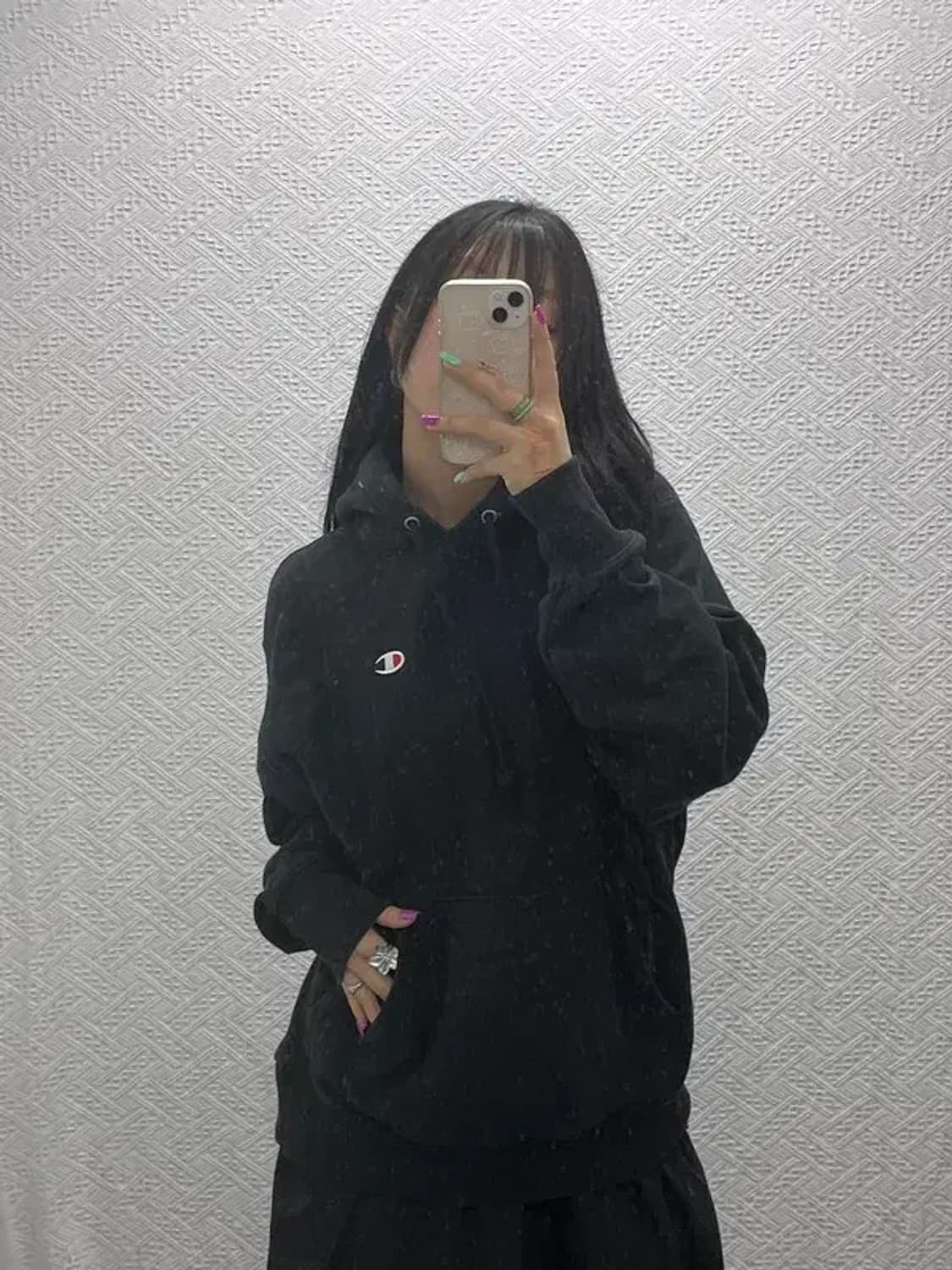 챔피언 리버스위브 올드스쿨 패치로고 약기모 후드티 L C07280 상품이미지1