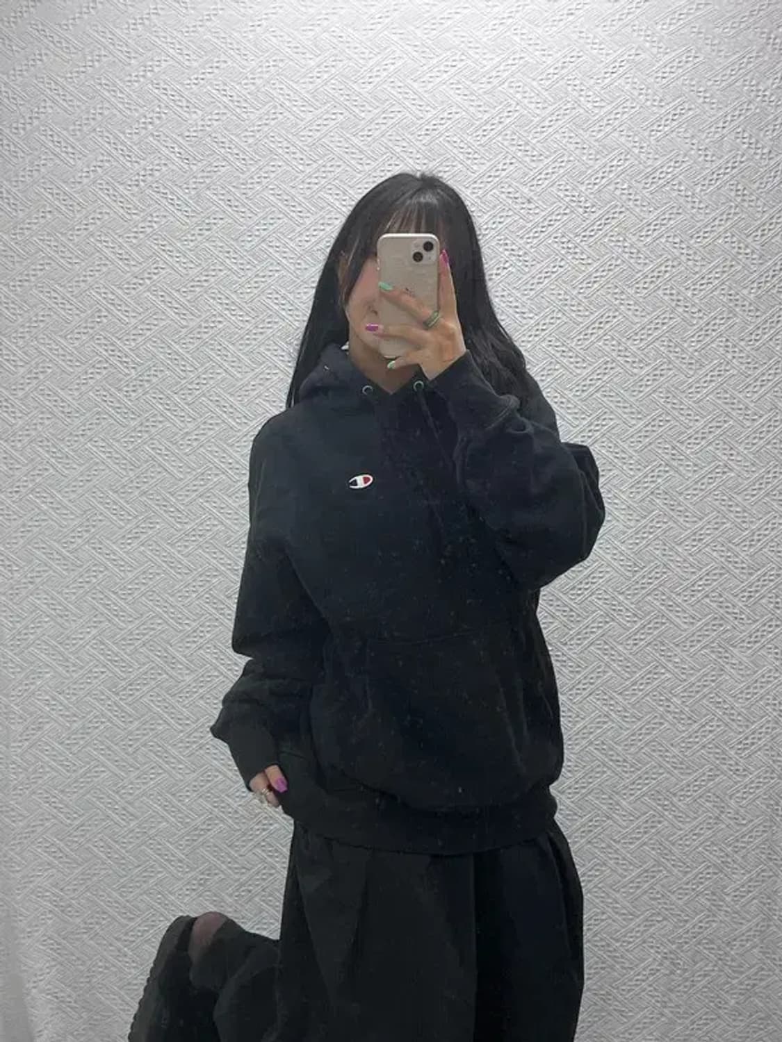 챔피언 리버스위브 올드스쿨 패치로고 약기모 후드티 L C07280 상품이미지2