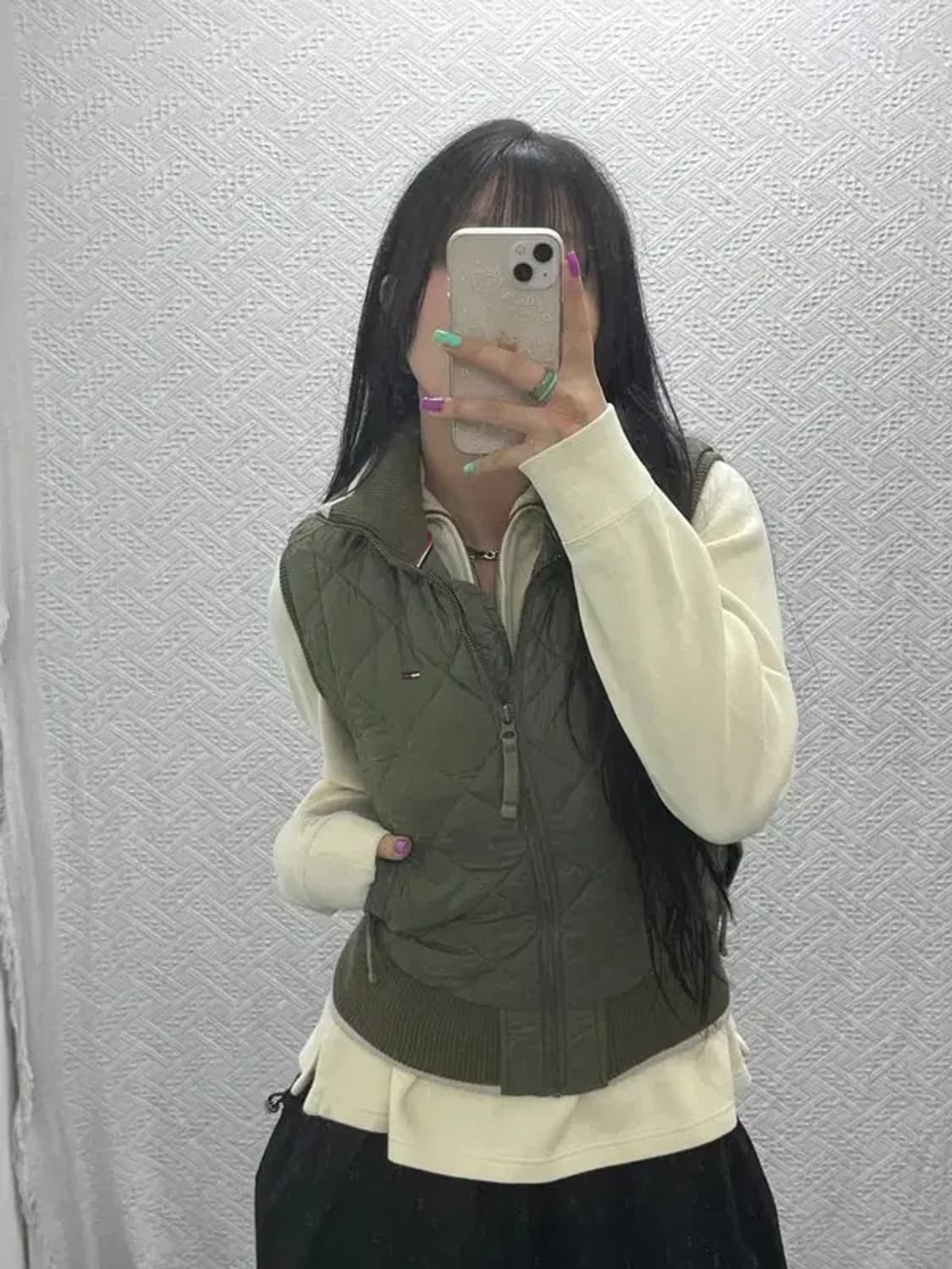 타미힐피거 슬림핏 말차카키 경량 패딩 조끼 S C07287 상품이미지1