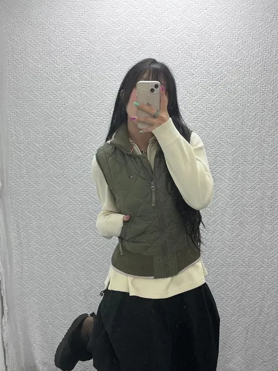 타미힐피거 슬림핏 말차카키 경량 패딩 조끼 S C07287 상품이미지2