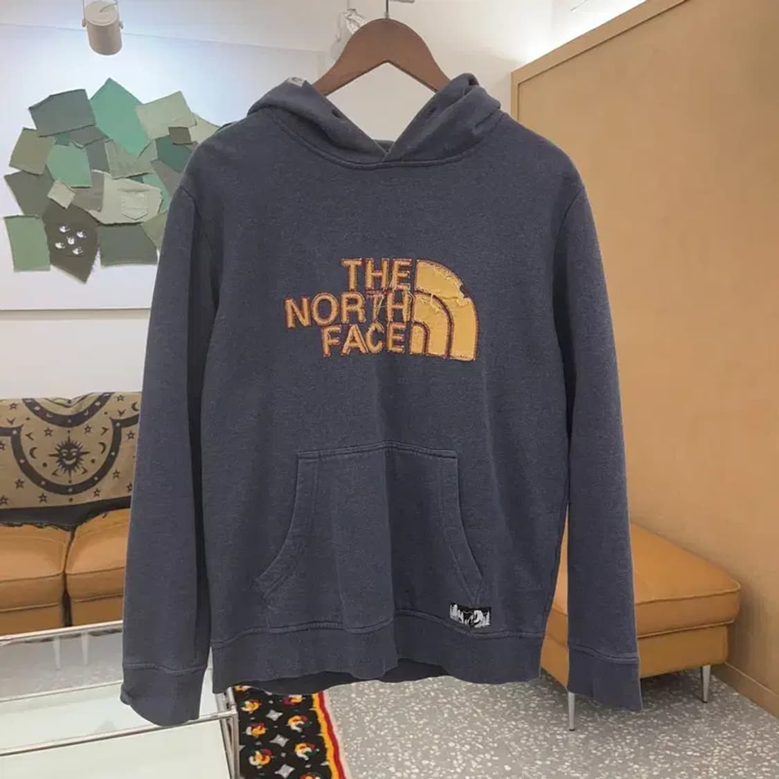 노스페이스 올드스쿨 빈티지로고 딥블루 기모 후드티 100 C07289 상품이미지3