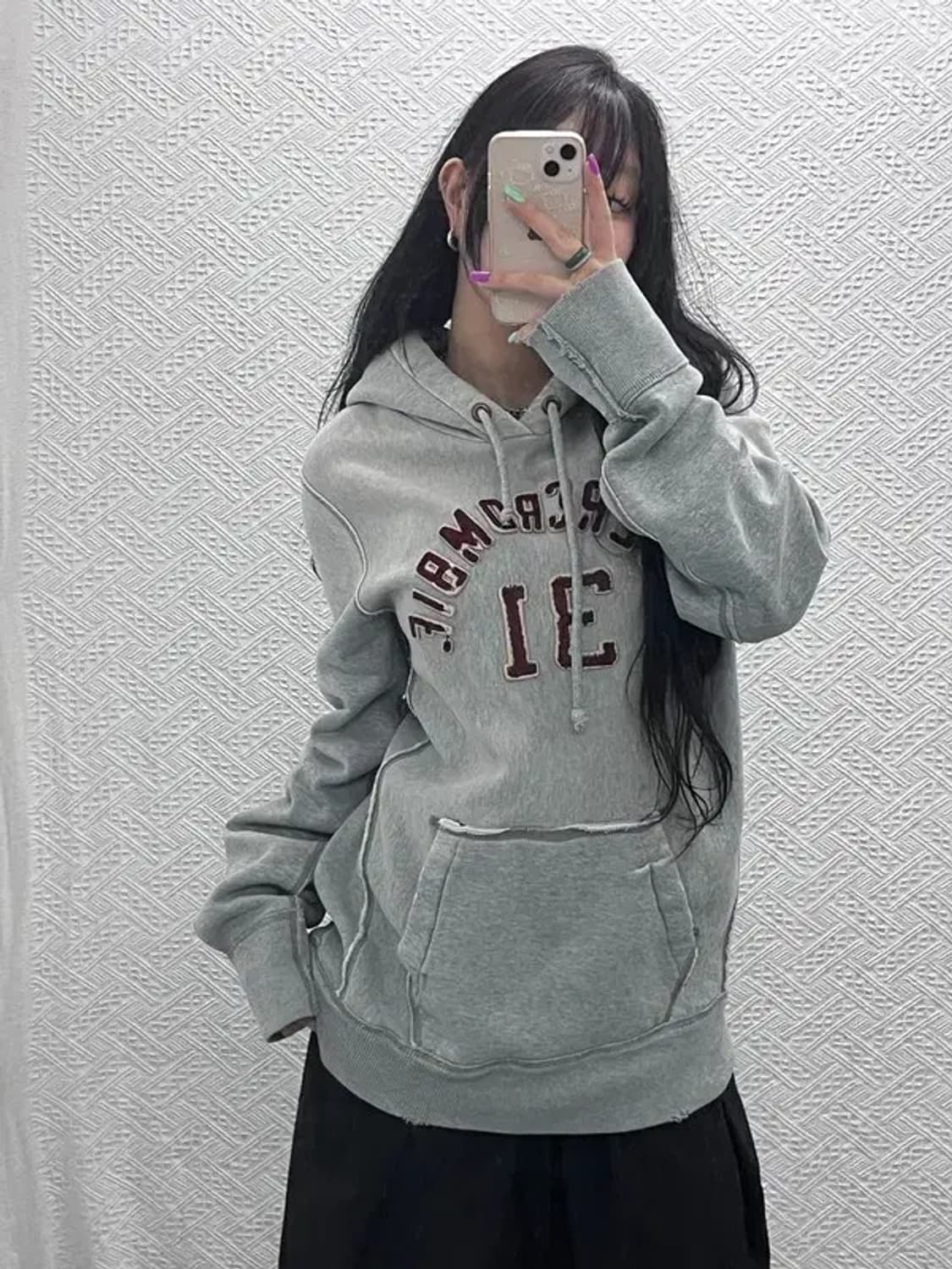 아베크롬비 Y2K 빈티지 오버핏 약기모 후드티 M C07327 상품이미지2