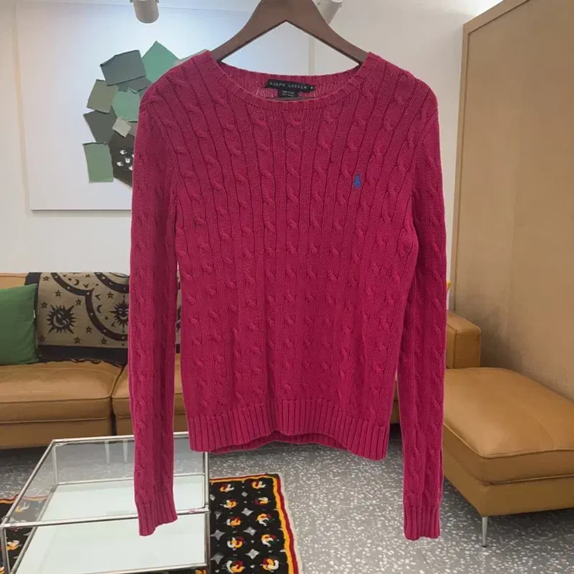 폴로 랄프로렌 Y2K 00's 핫핑크 꽈배기 케이블 니트 M C07360 상품이미지3