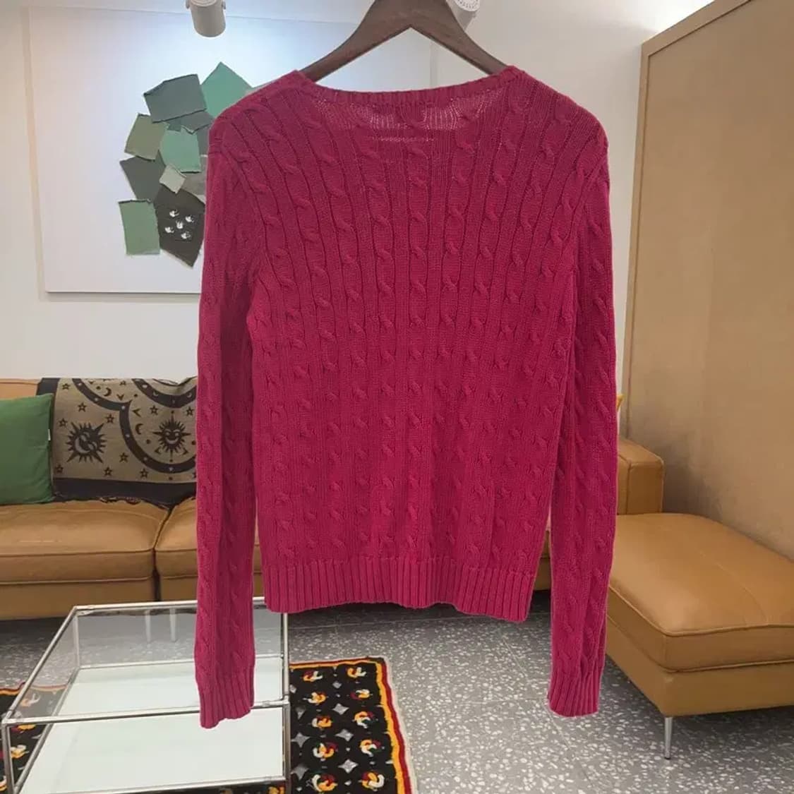 폴로 랄프로렌 Y2K 00's 핫핑크 꽈배기 케이블 니트 M C07360 상품이미지4