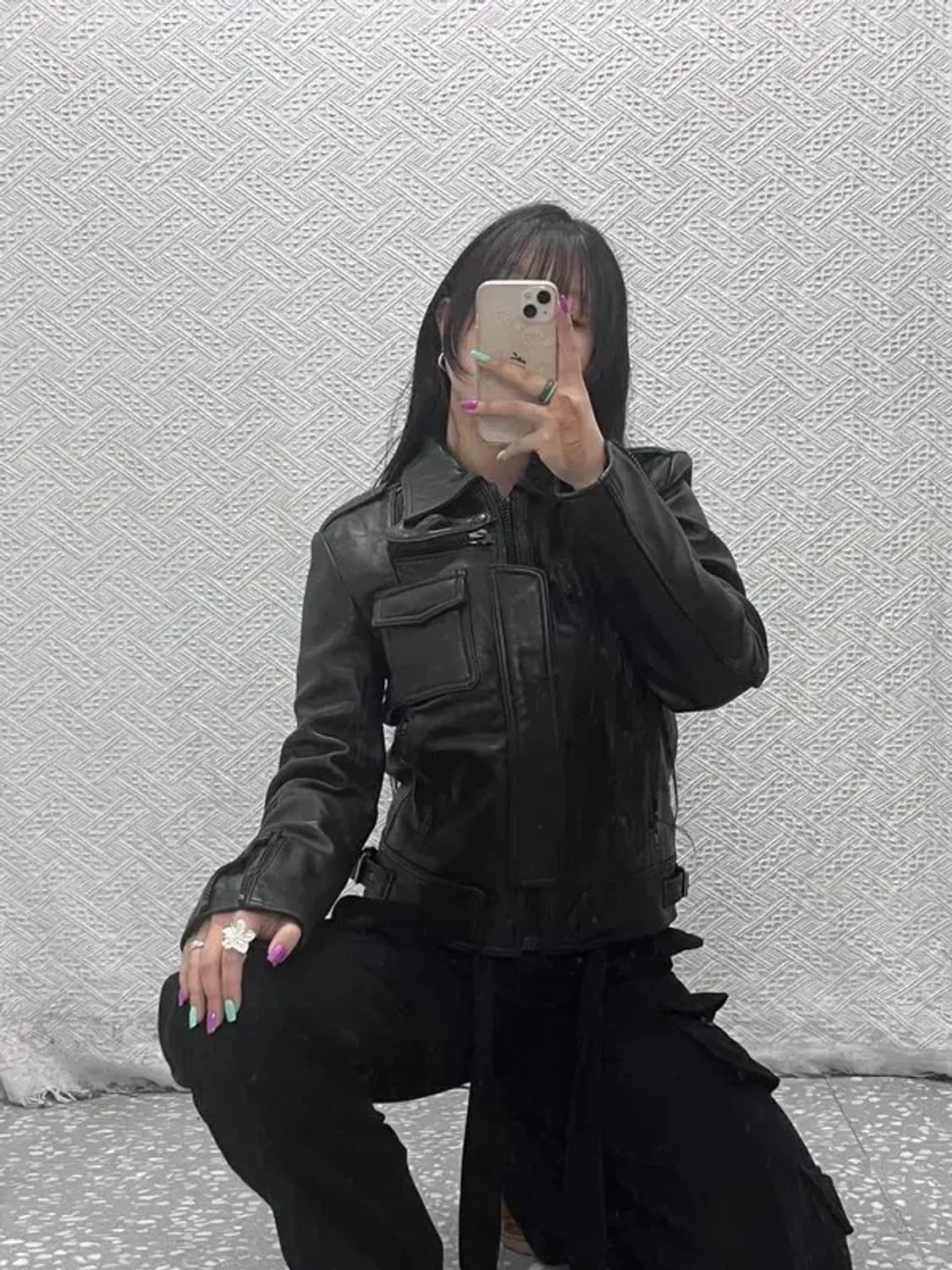 빈티지 모던시크 바이커 양가죽 자켓 S C07376 상품이미지1