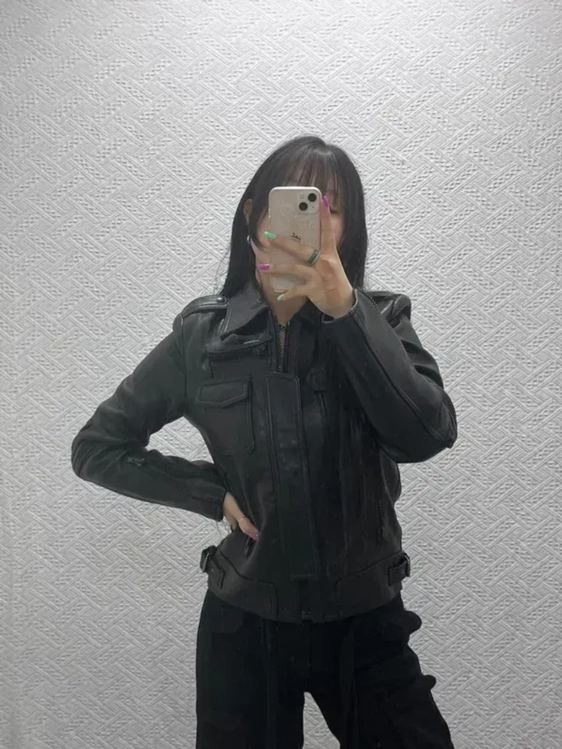 빈티지 모던시크 바이커 양가죽 자켓 S C07376 상품이미지2