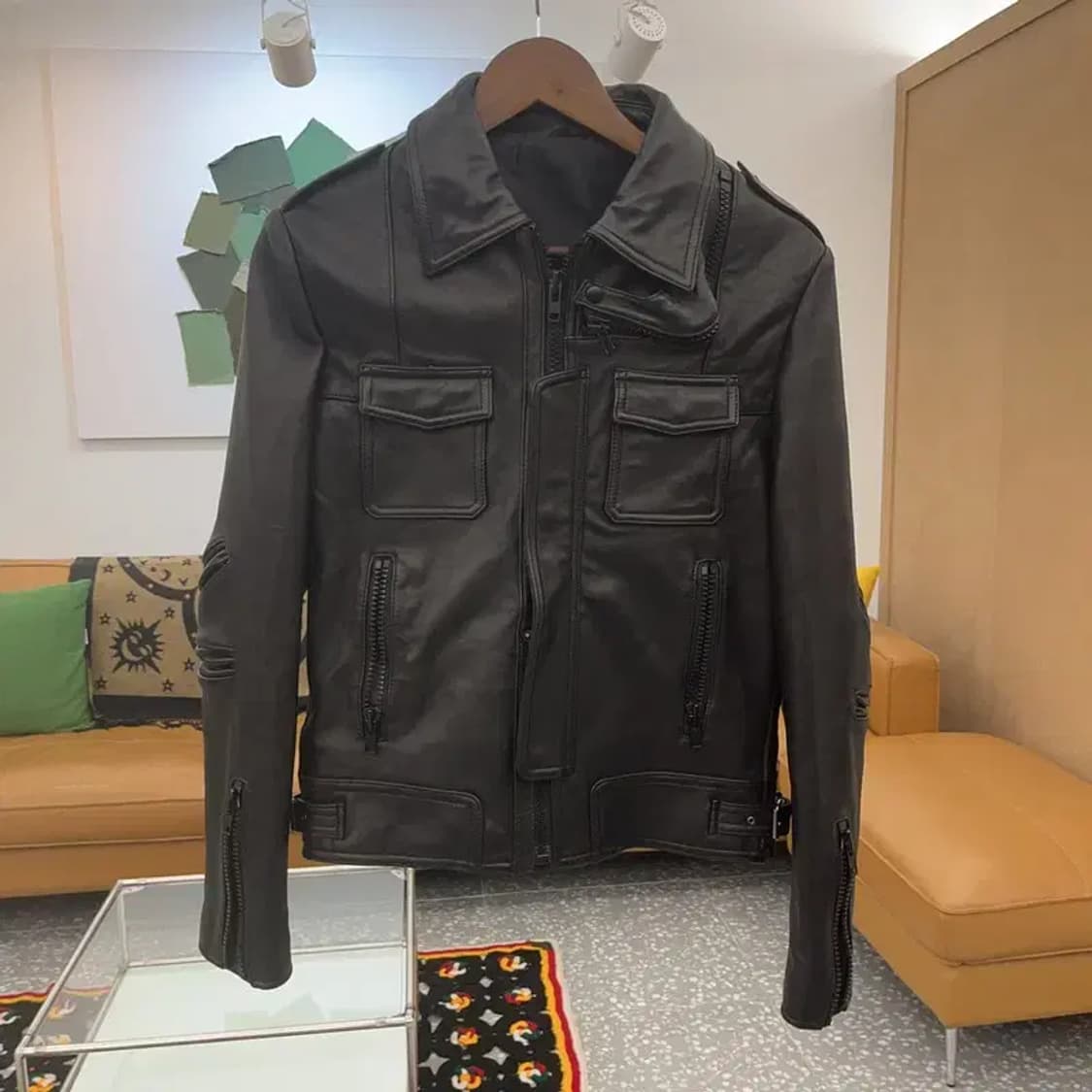 빈티지 모던시크 바이커 양가죽 자켓 S C07376 상품이미지3