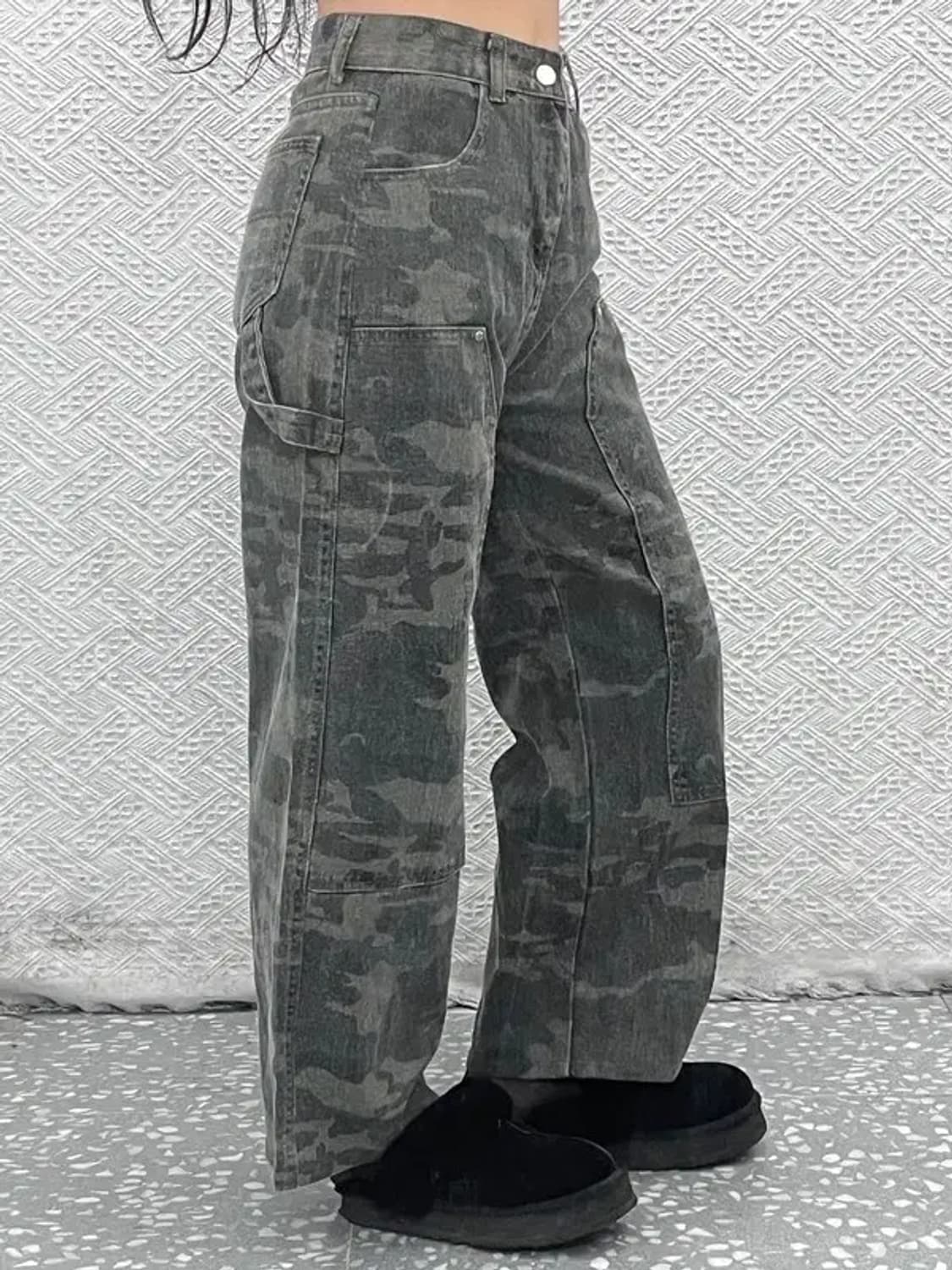 빈티지 밀리터리 카모플라주 더블니 데님팬츠  L C07395 상품이미지1