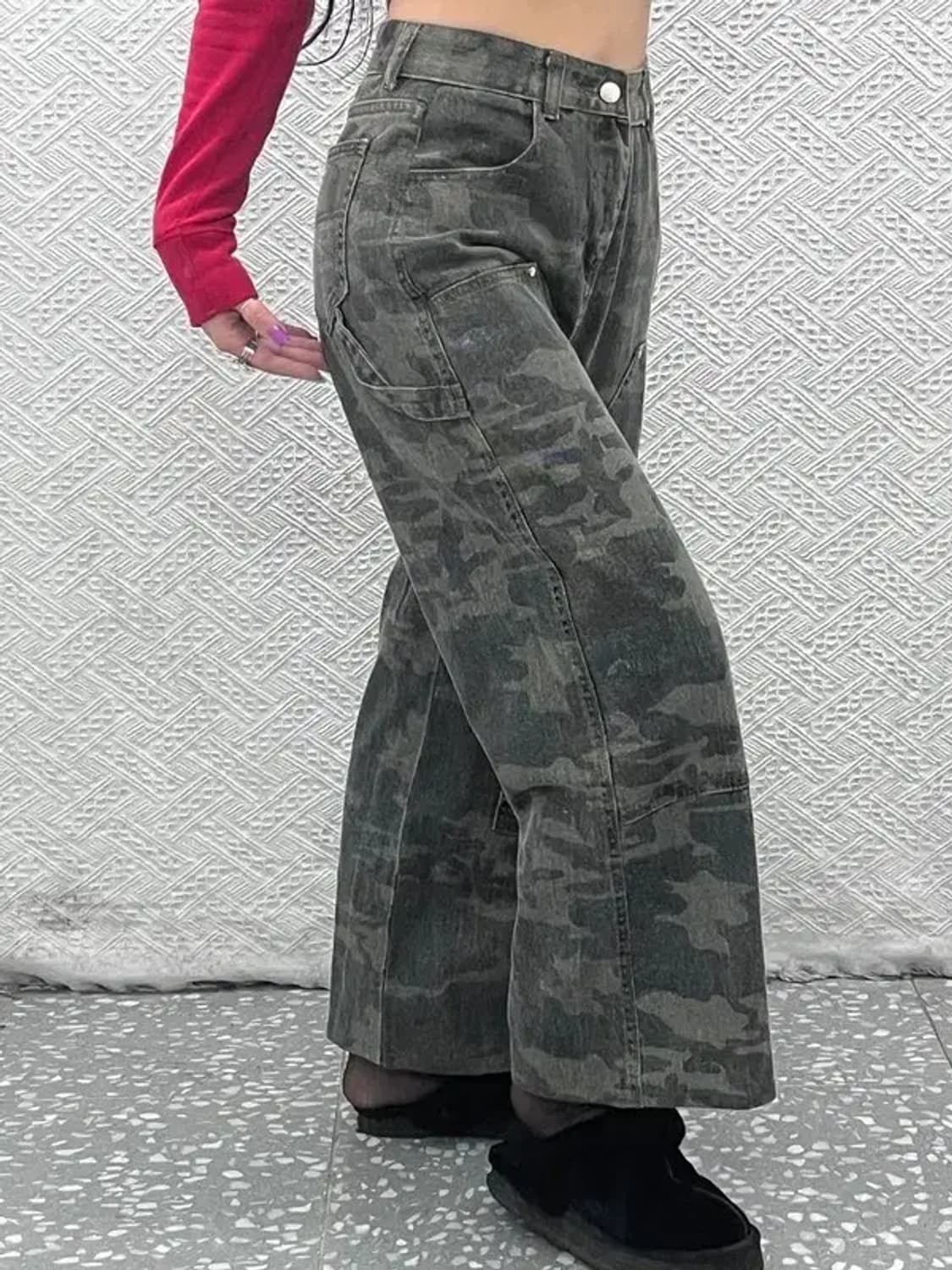 빈티지 밀리터리 카모플라주 더블니 데님팬츠  L C07395 상품이미지2