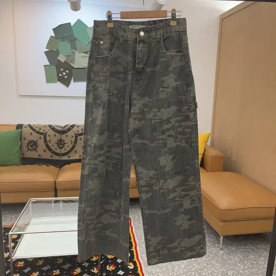 빈티지 밀리터리 카모플라주 더블니 데님팬츠  L C07395 상품이미지3