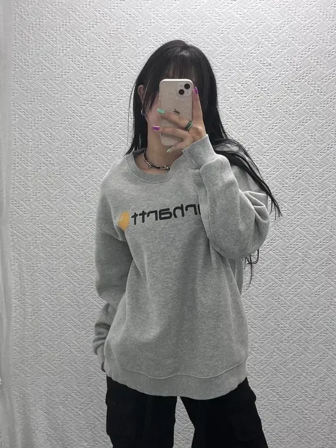 칼하트 폭닥 오버핏 빅로고 약기모 맨투맨 XL C07366 상품이미지2