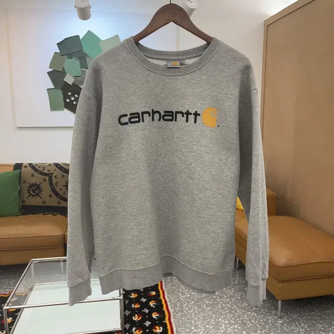 칼하트 폭닥 오버핏 빅로고 약기모 맨투맨 XL C07366 상품이미지3