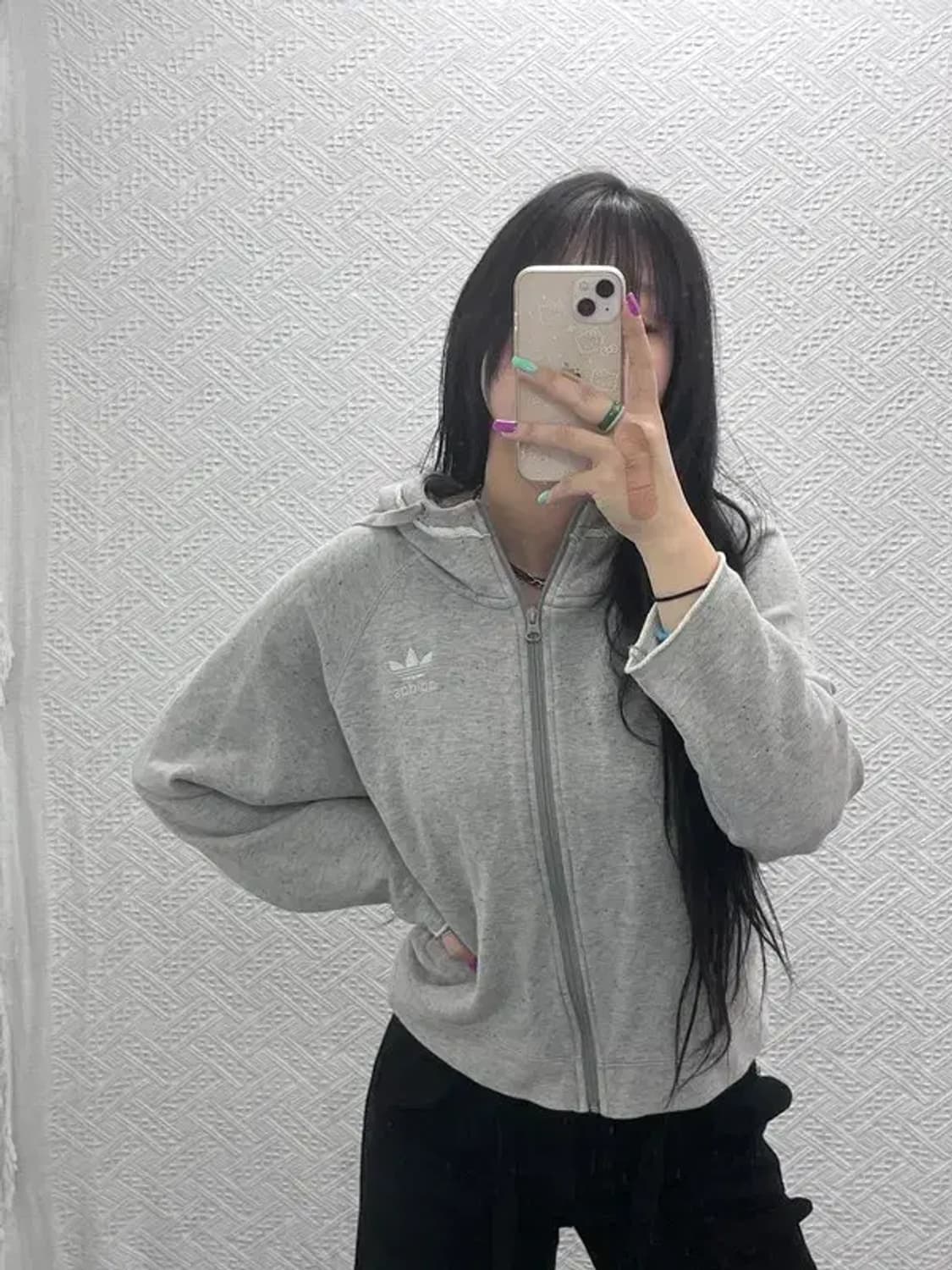 아디다스 빈티지 폭닥 세미크롭 후드 집업 95 C07375 상품이미지1