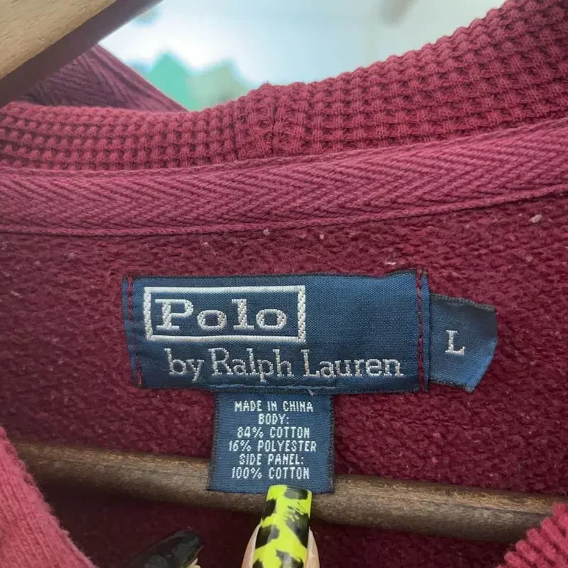 폴로 랄프로렌 빈티지 슬리브패치 버건디 와인 후드 집업 L C07373 상품이미지5