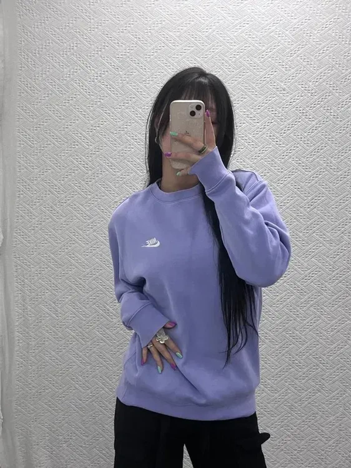 나이키 Y2K 여리 바이올렛 연보라 기모 맨투맨 M C07367 상품이미지1