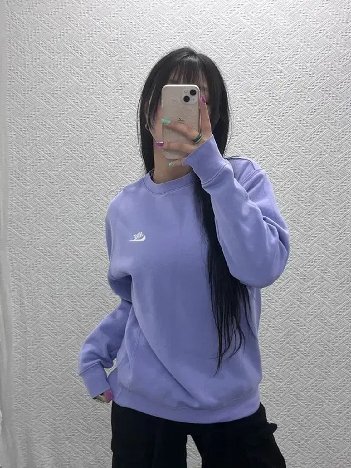 나이키 Y2K 여리 바이올렛 연보라 기모 맨투맨 M C07367 상품이미지2