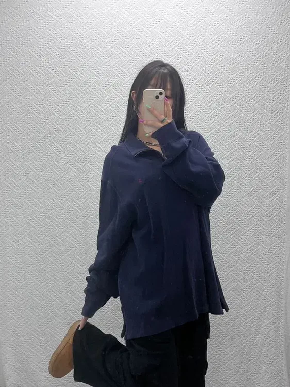 폴로 랄프로렌 모던 베이직 오버핏 반집업 니트 XL C07380 상품이미지1