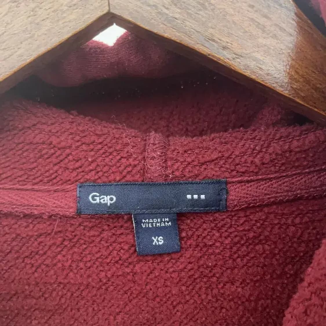 갭 레트로 00's 빅로고 버건디 기모 후드티 XS C07405 상품이미지5