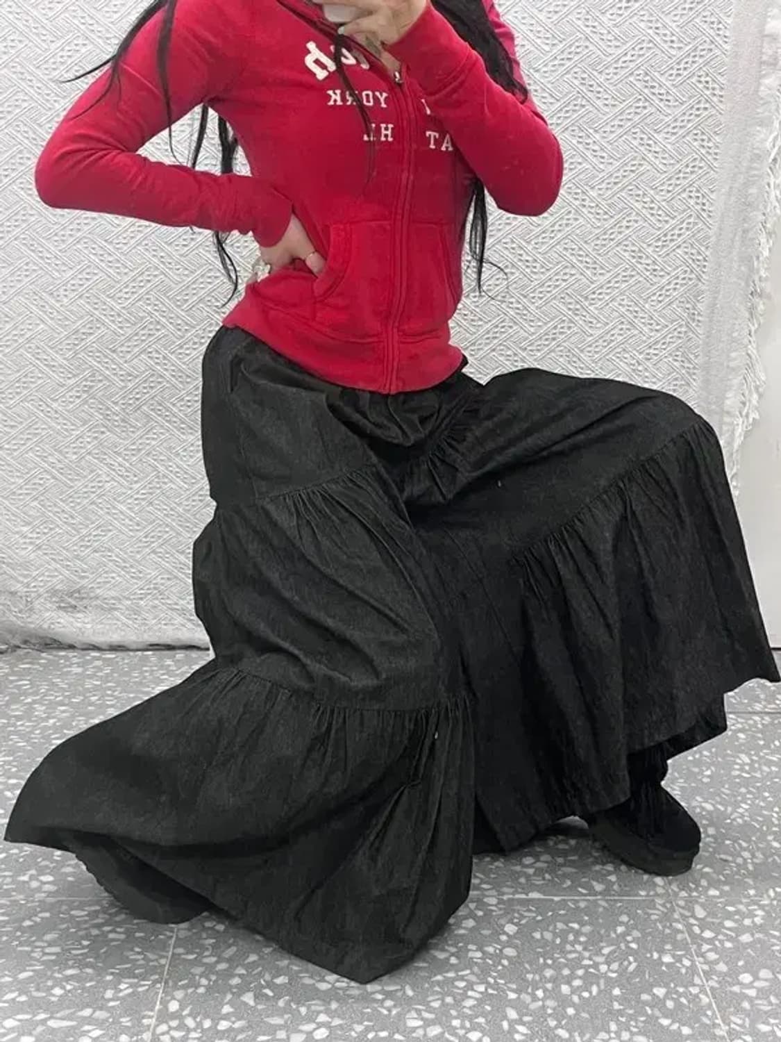 빈티지 모리 유니크 희귀 플레어 개더 팬츠 F C07434 상품이미지2