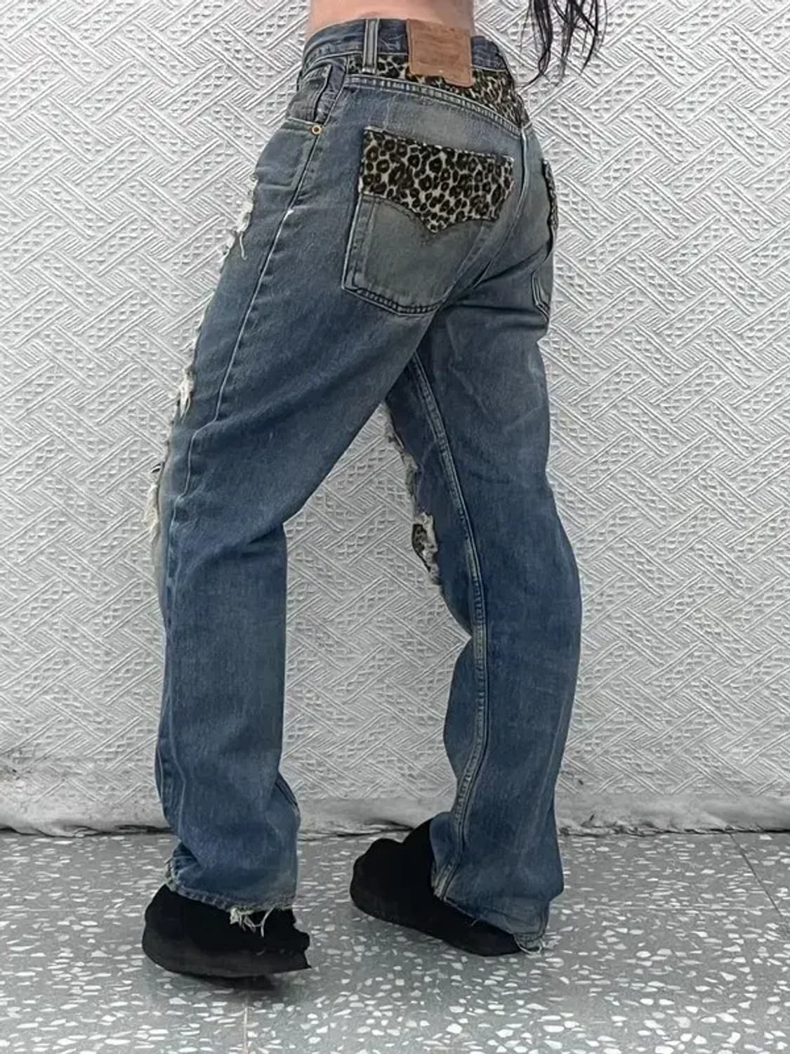 리바이스 희귀 갸루 레오파드 데미지 커스텀 데님팬츠 31인치 C07467 상품이미지2