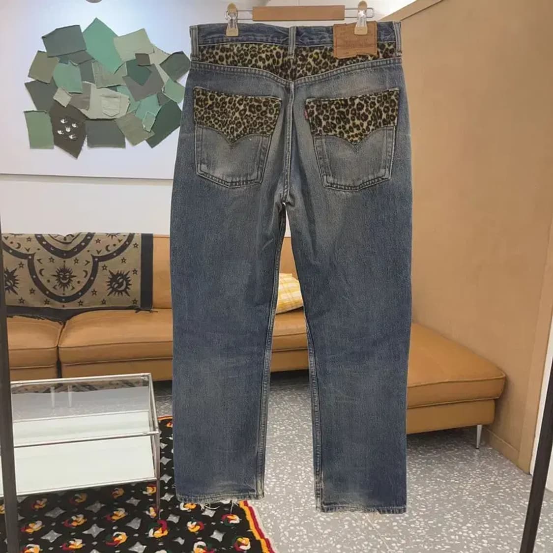 리바이스 희귀 갸루 레오파드 데미지 커스텀 데님팬츠 31인치 C07467 상품이미지4