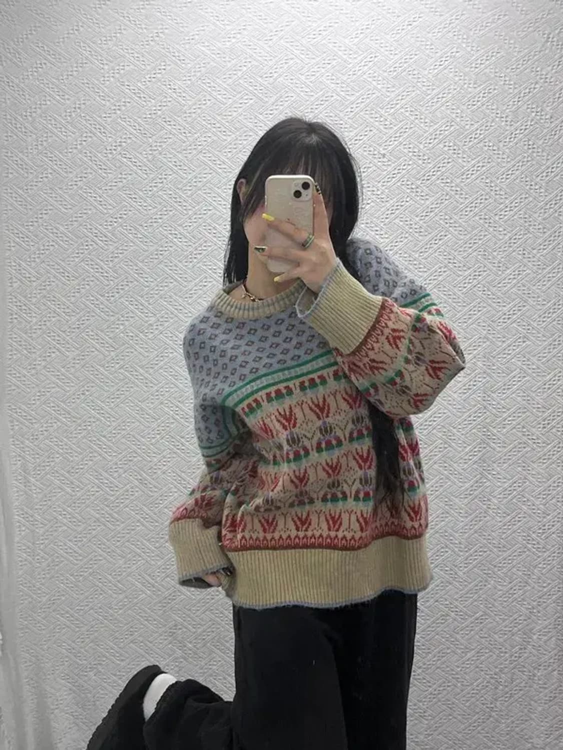 빈티지 모리 보헤미안 에스닉 패턴 니트 L C07445 상품이미지1