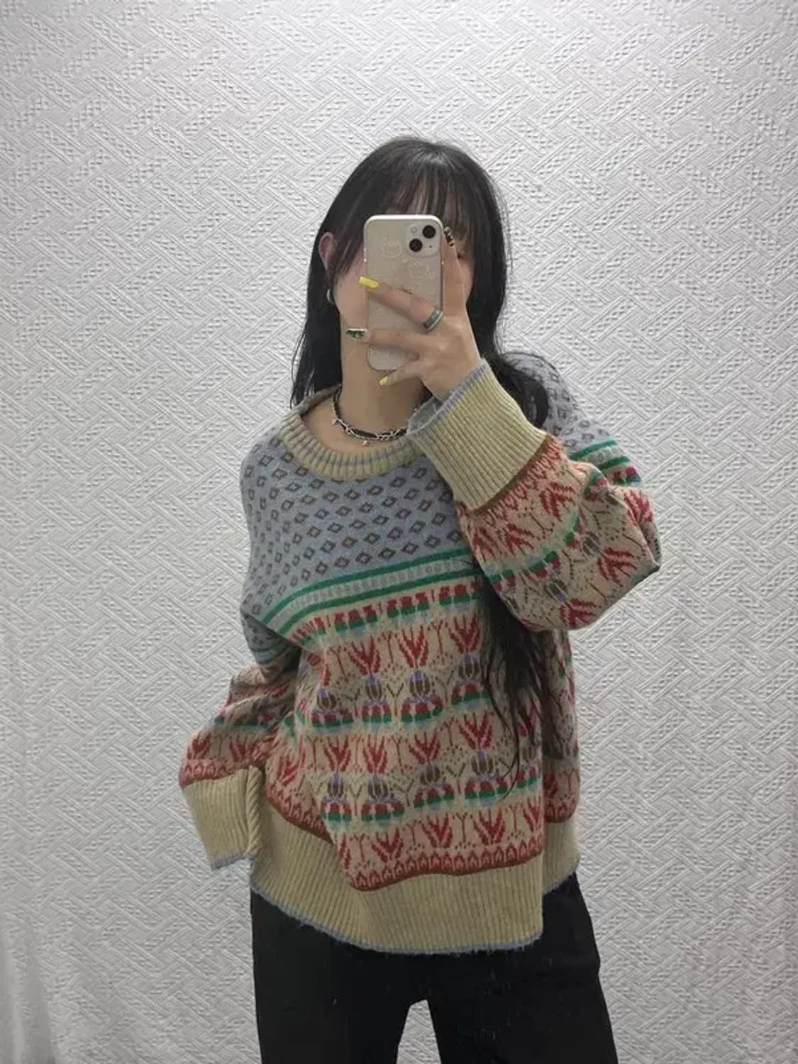 빈티지 모리 보헤미안 에스닉 패턴 니트 L C07445 상품이미지2