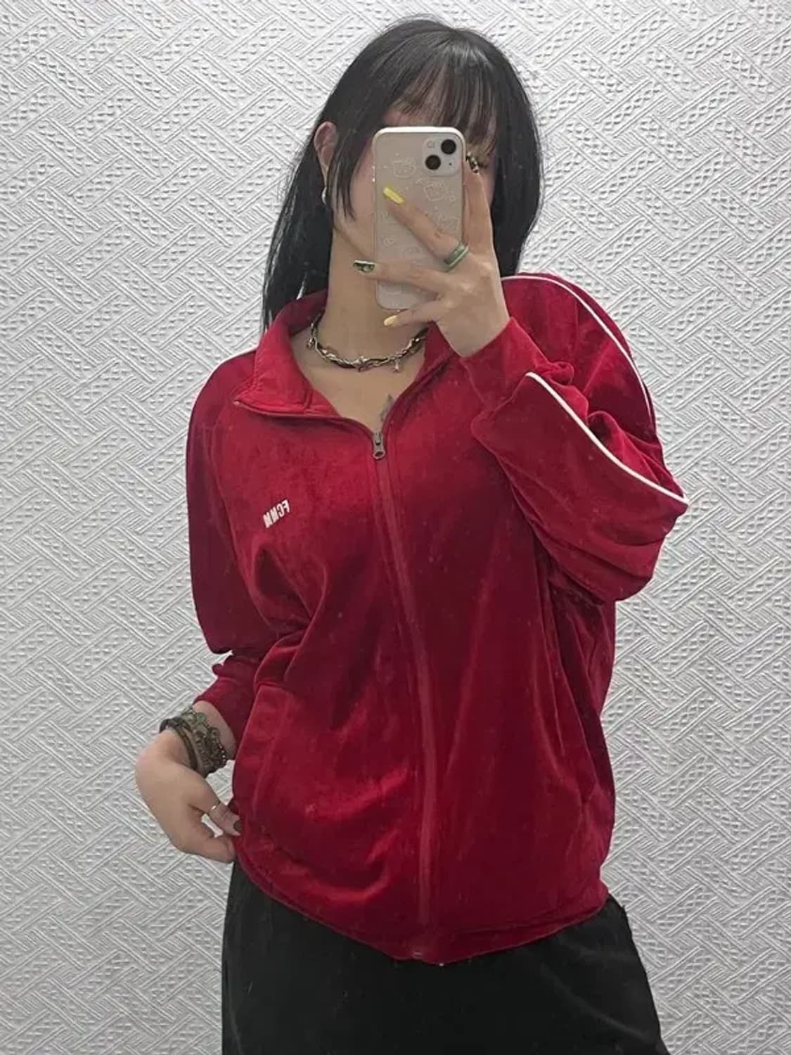 FCMM 레트로 90's 슬리브라인 오버핏 벨벳 집업 M C07465 상품이미지2