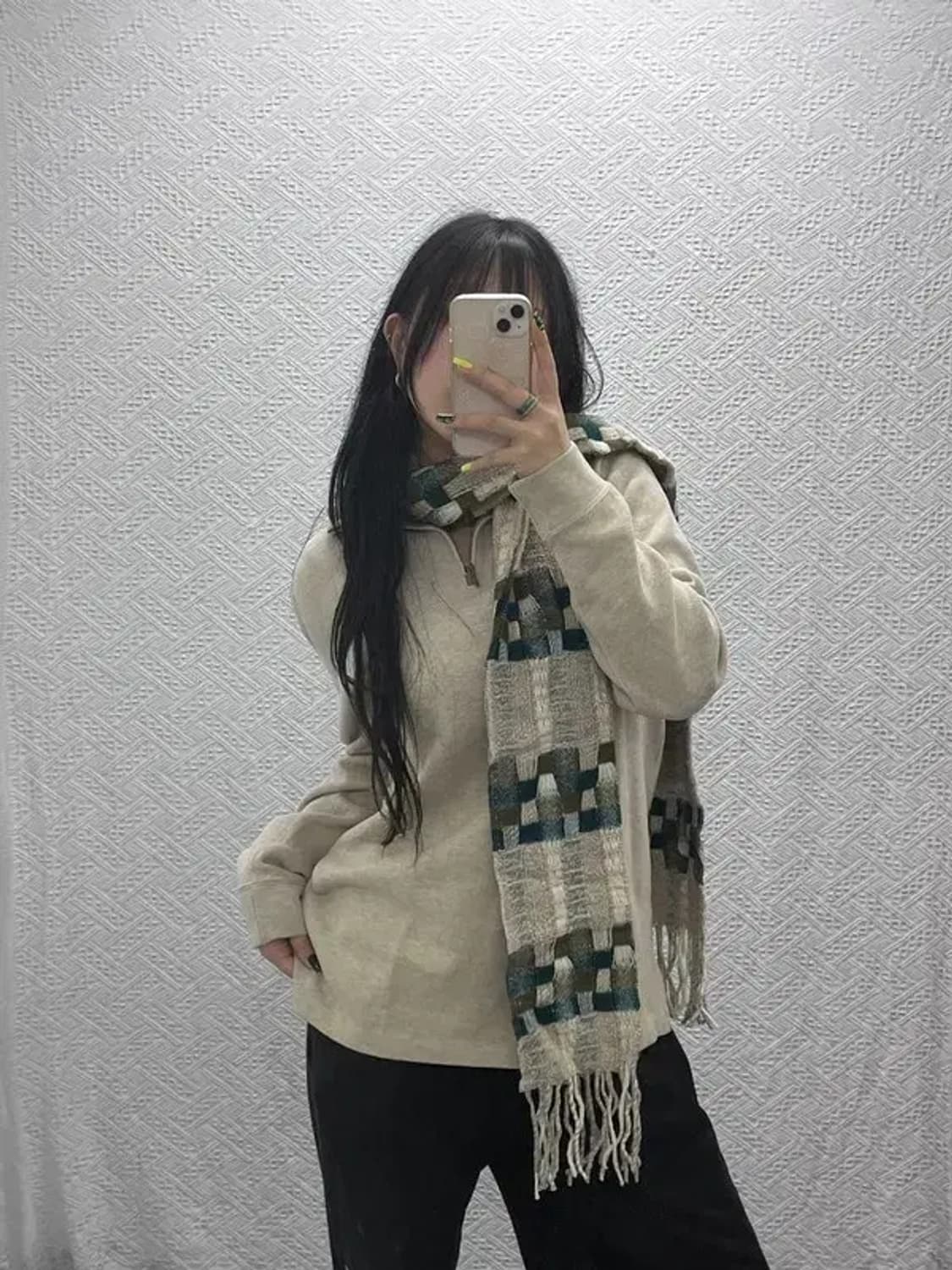 빈티지 보헤미안 컨트리 체커보드 목도리 C07472 상품이미지2