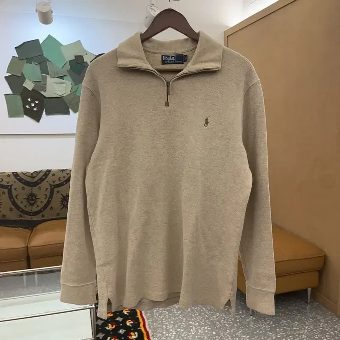 폴로 랄프로렌 빈티지 폭닥 오트밀 반집업 니트 L C07446 상품이미지3