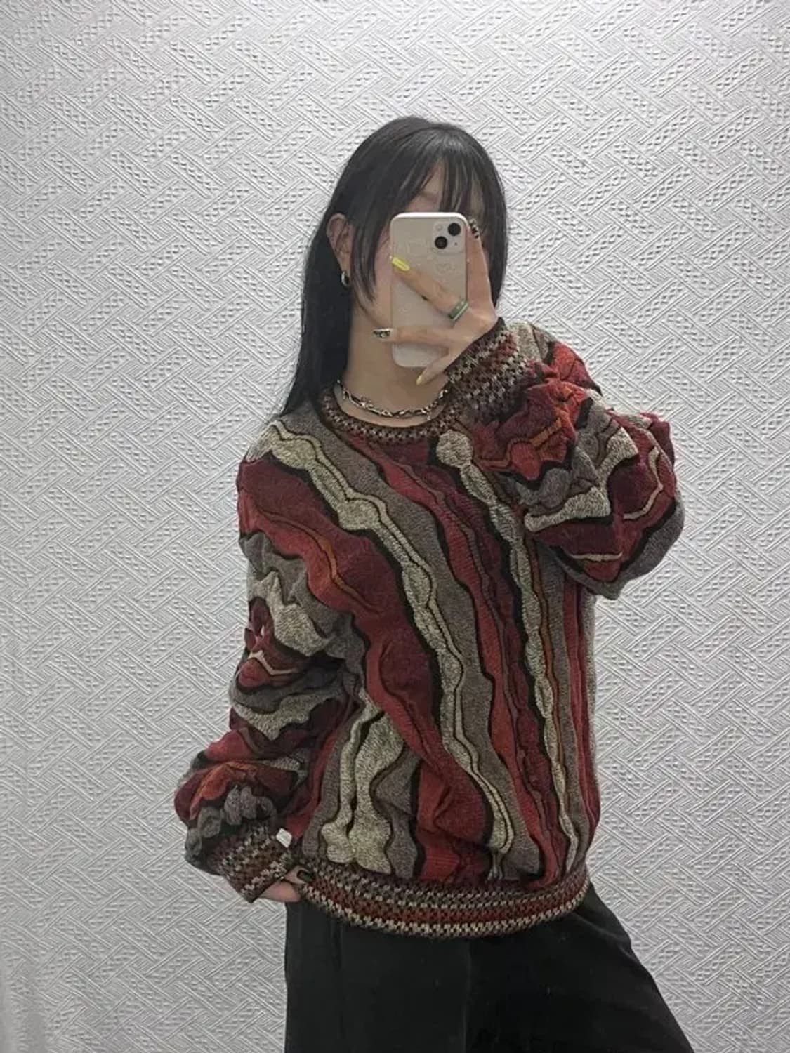 빈티지 히피 보헤미안 그런지 케이블 니트 M C07459 상품이미지1