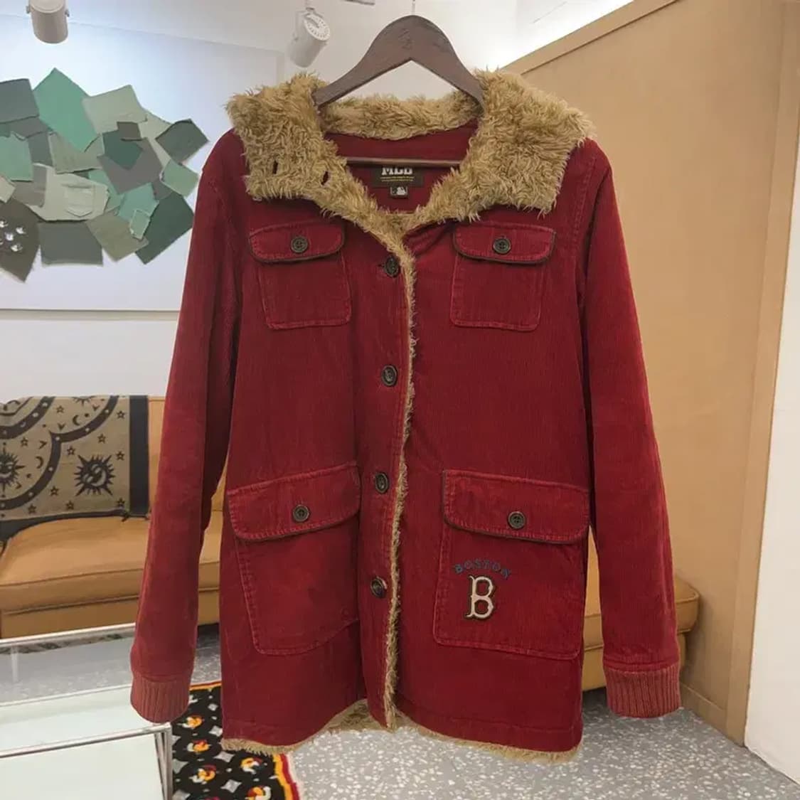 MLB 보스턴 빈티지 코듀로이 털모자 멀티포켓 자켓 95 C07455 상품이미지3