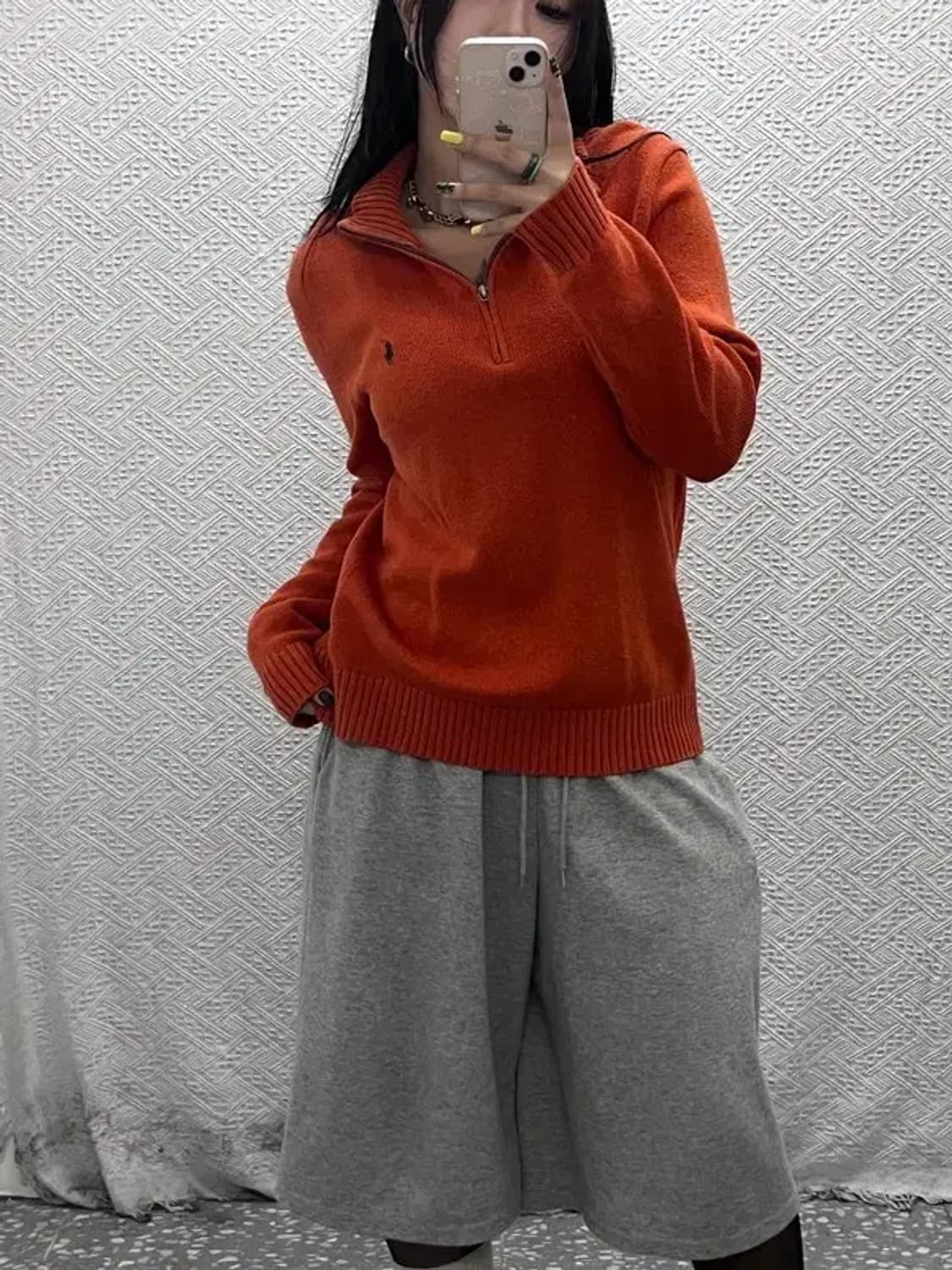 폴로 랄프로렌 Y2K 90's 오렌지 반집업 니트 S C07486 상품이미지1