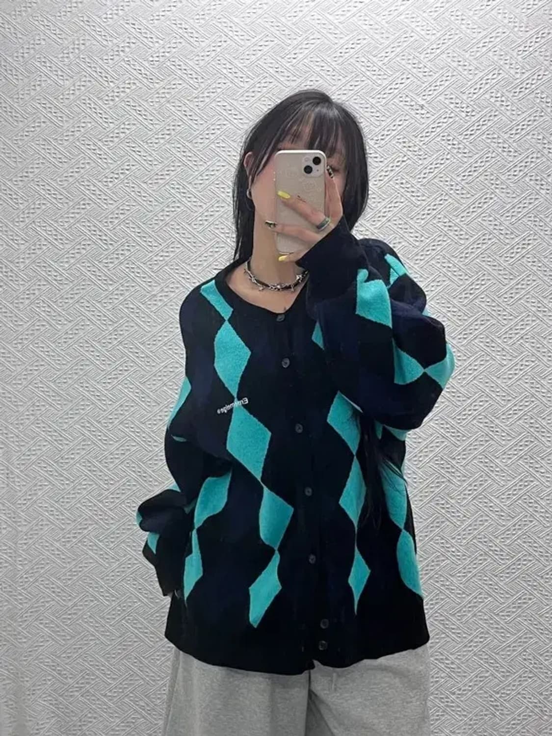 MMLG 빈티지 유니크 키치 아가일 가디건 L C07501 상품이미지2