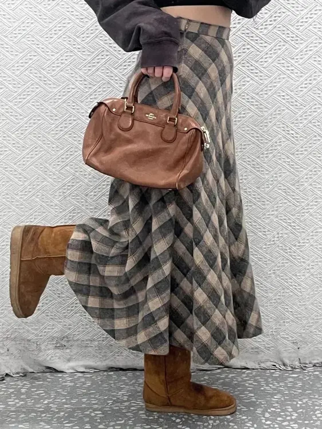 빈티지 모리걸 홀리데이 컨트리 체크 플레어 스커트 28인치 C07507 상품이미지2