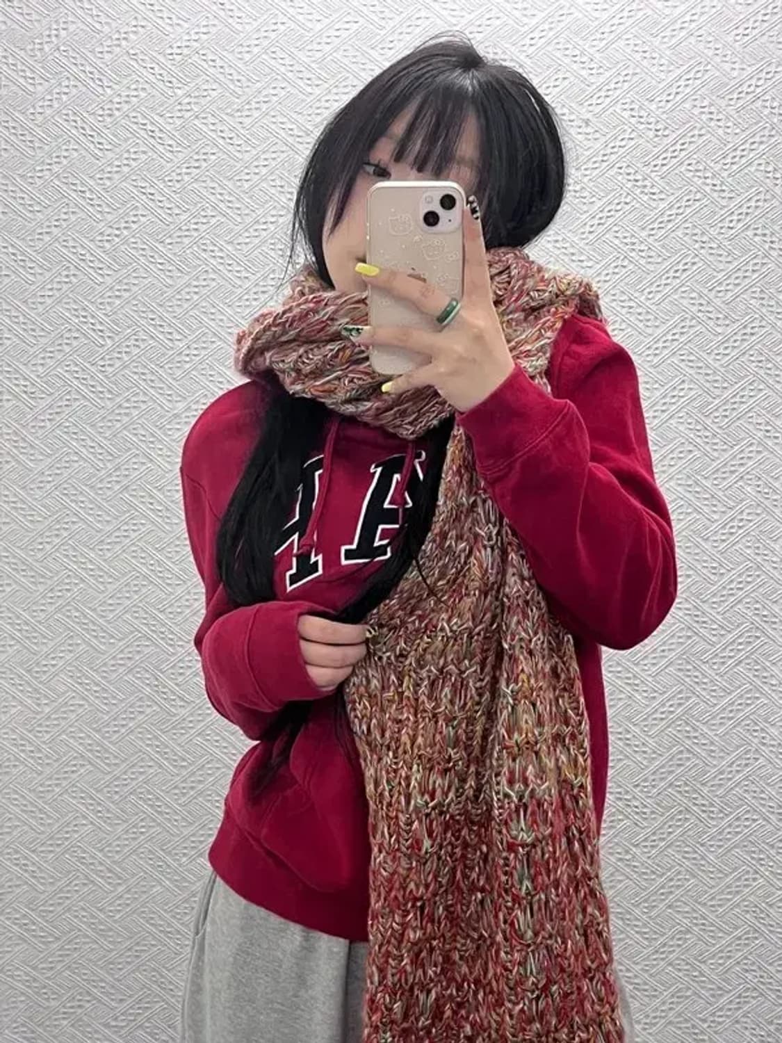 빈티지 키치 멀티컬러 니트 뜨개 목도리 C07516 상품이미지1