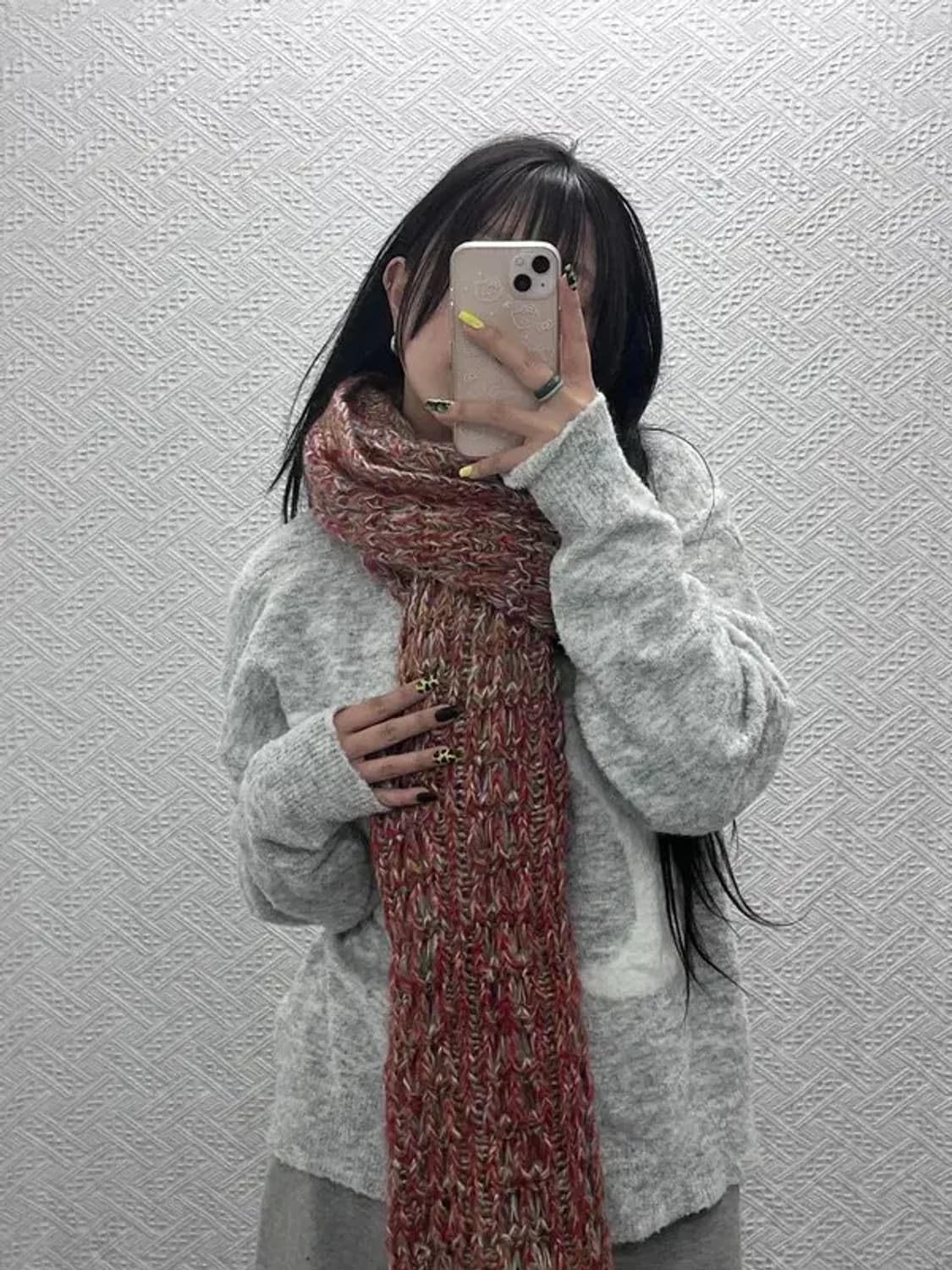 빈티지 키치 멀티컬러 니트 뜨개 목도리 C07516 상품이미지2